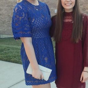 BCBG Maxazria electric blue lace cocktail dress